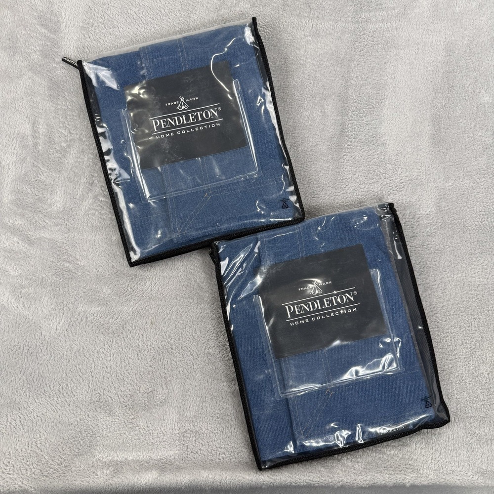 Pendleton Home Denim Collection Standard Sham 20x26 Blue Cotton Lot of 2 NWT